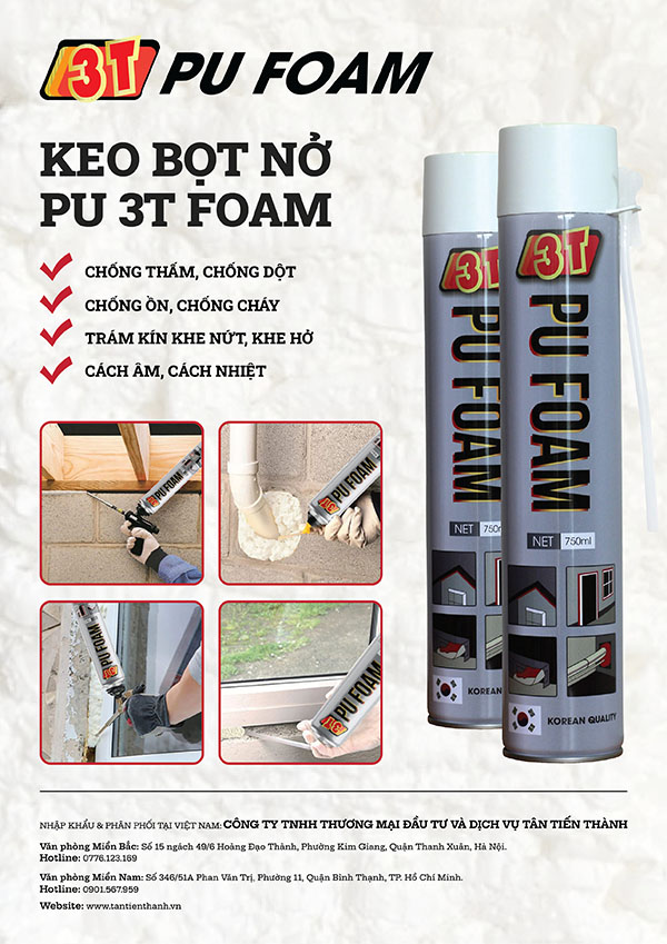 keo bọt nở 3t pu foam chính hãng keo bọt nở 3t pu foam chính hãng