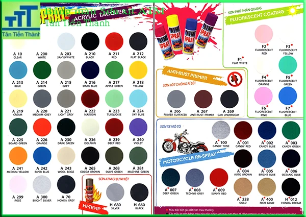 bảng màu sơn phun atm chính hãng bảng màu sơn phun atm chính hãng