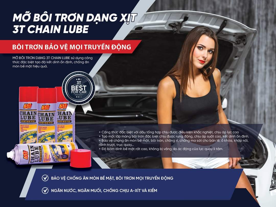 chai mỡ nước dạng xịt chịu nhiệt 3T Chain Lube chai mỡ nước dạng xịt chịu nhiệt 3T Chain Lube