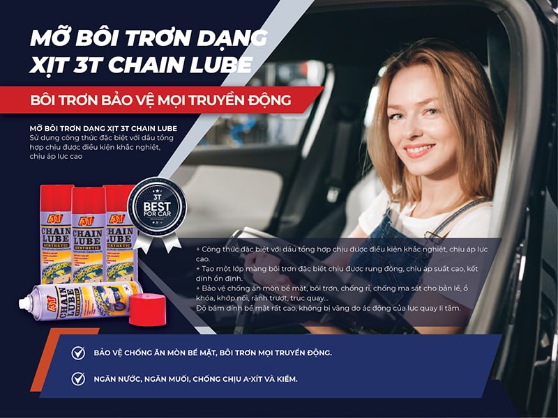 Mỡ bò nước dạng phun 3T chain lube chịu nhiệt Mỡ bò nước dạng phun 3T chain lube chịu nhiệt