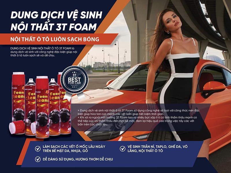 Dung dịch vệ sinh nội thất ô tô 3t foam